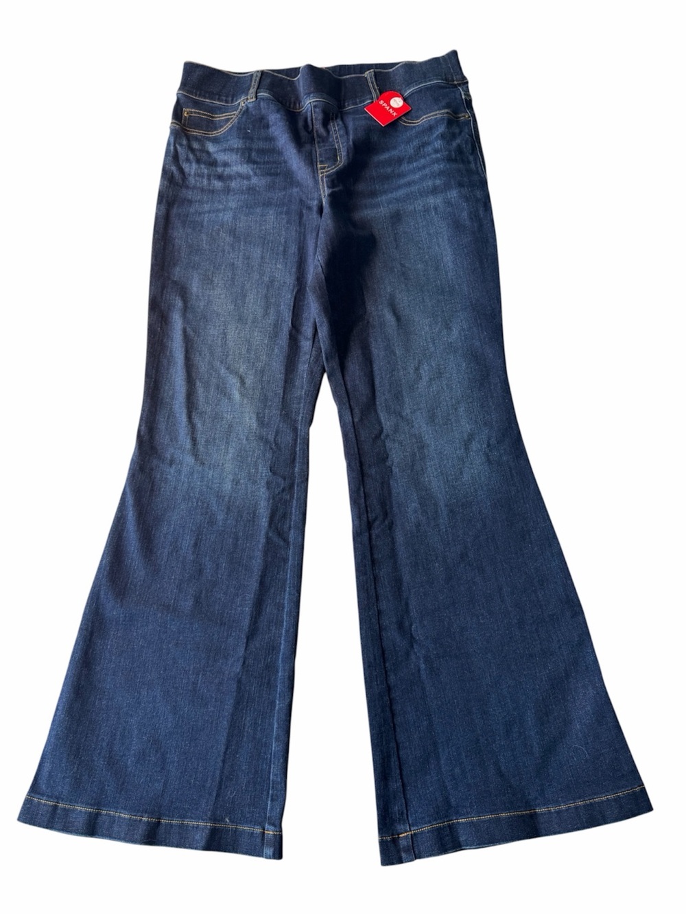✅ NWT SPANX Women's Dark Indigo Flare Jeans size 1X petite